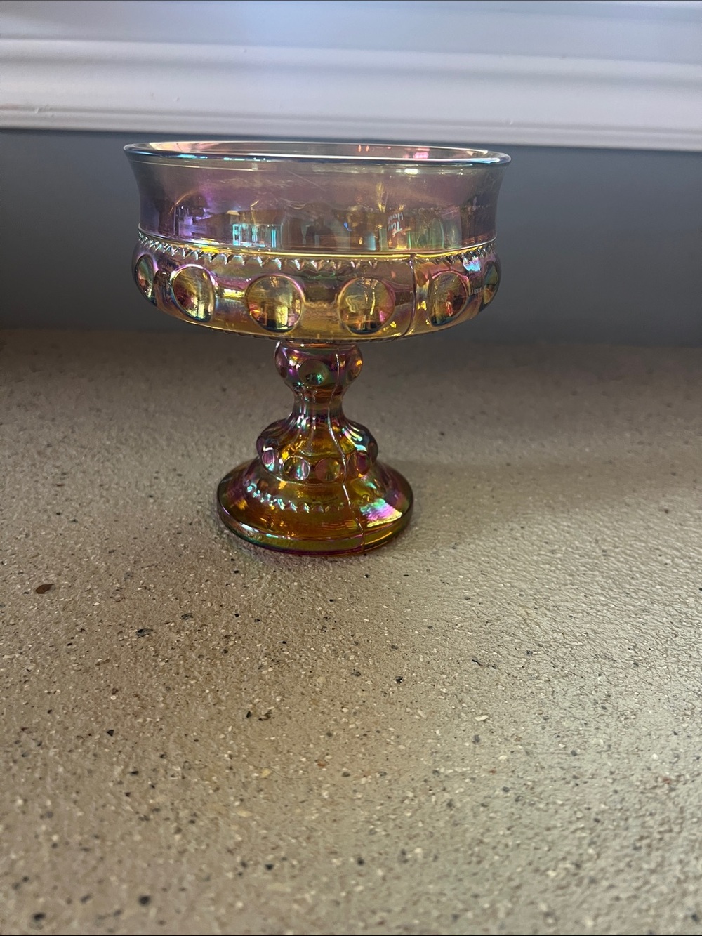 Amber Glass Pedestal Compote
